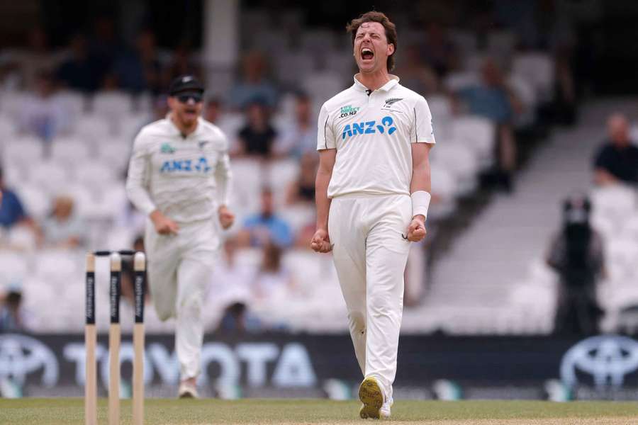 New Zealand's Matt Henry celebrates after taking the wicket of England's Josh Tongue New Zealand's Matt Henry celebrates after taking the wicket of England's Josh Tongue