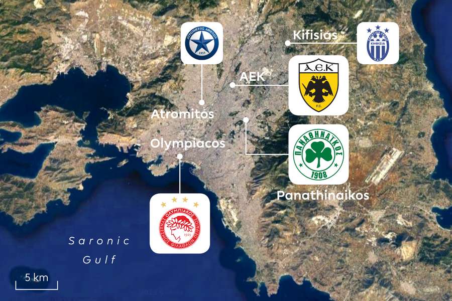 Clubes de fútbol de primera división en Atenas