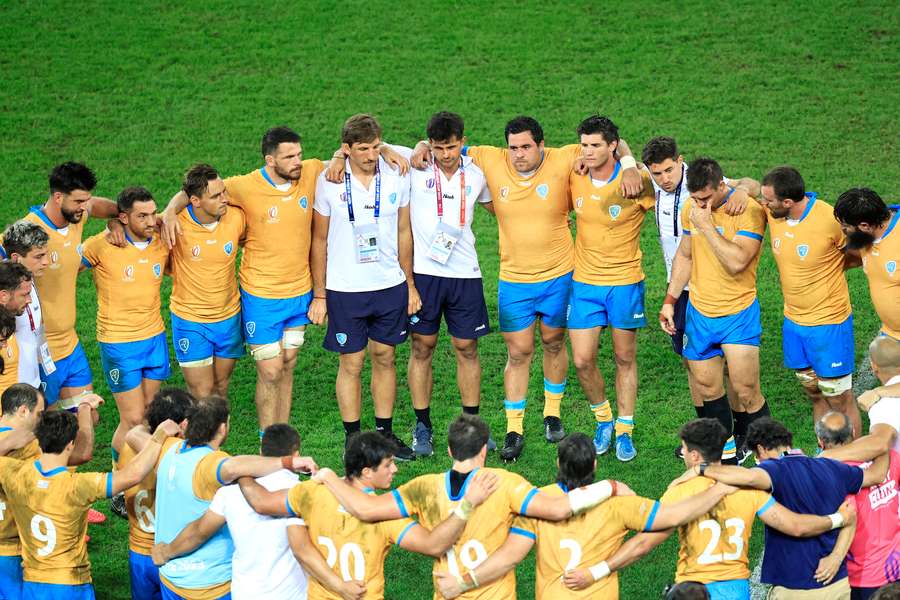 Seleção uruguaia em reunião após o jogo