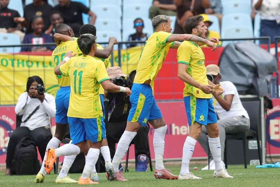 Nuno Santos festeja o golo pelo Mamelodi Sundowns Nuno Santos festeja o golo pelo Mamelodi Sundowns