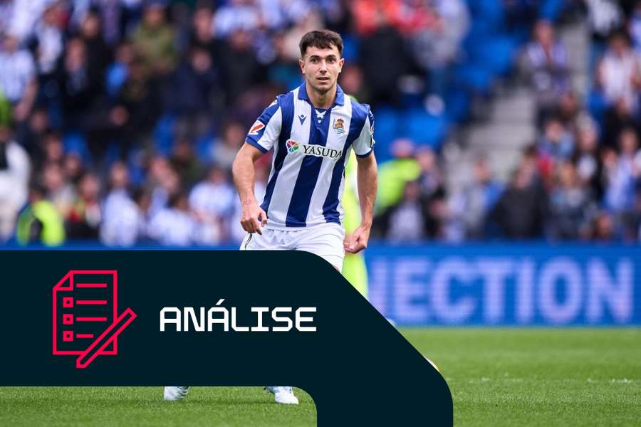 Martin Zubimendi, da Real Sociedad, em ação diante do Valladolid