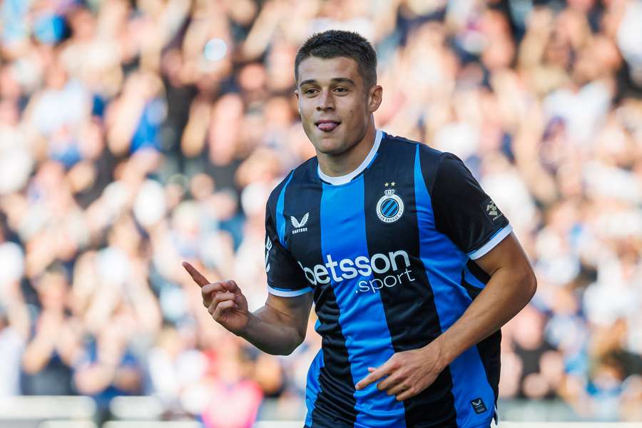 Nicolo Tresoldi jubelt nach seinem Treffer im Brügge-Derby. Nicolo Tresoldi jubelt nach seinem Treffer im Brügge-Derby.