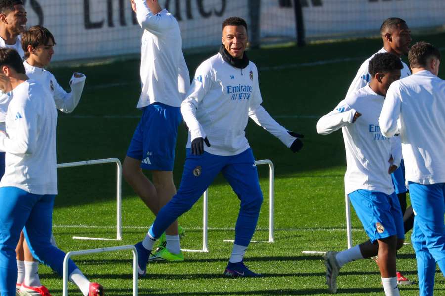 Mbappé lors de l’entraînement précédant le match contre Monaco
