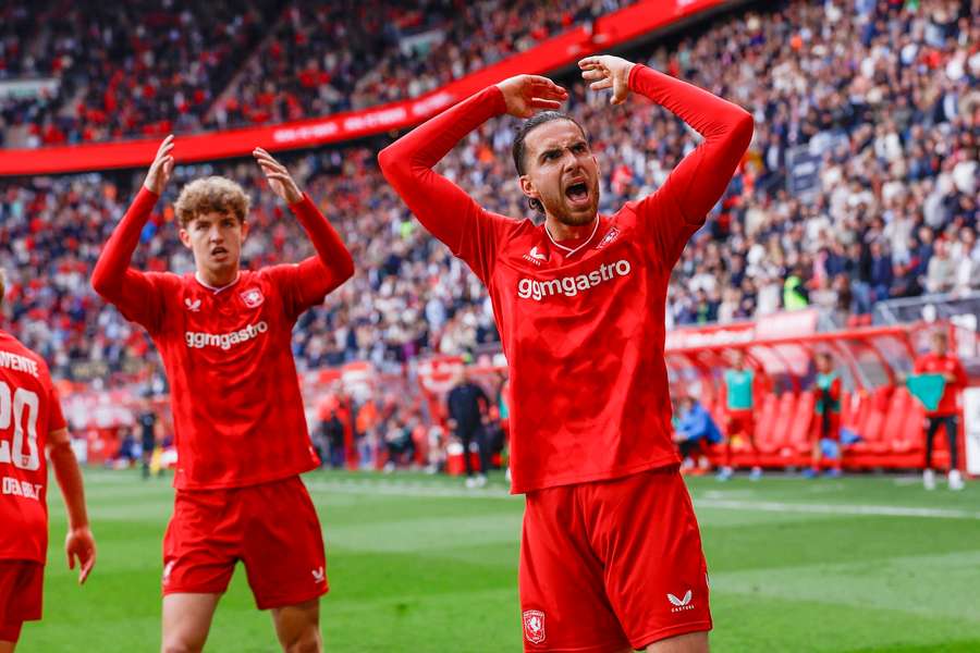 FC Twente's Ramiz Zerrouki celebrates during his side's win over Sparta