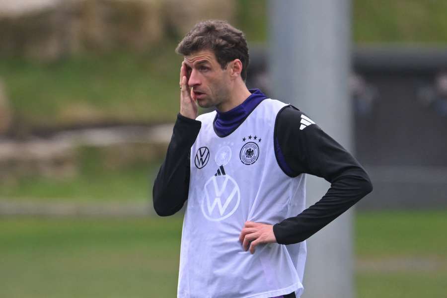 Thomas Müller im Training mit der deutschen Nationalmannschaft.