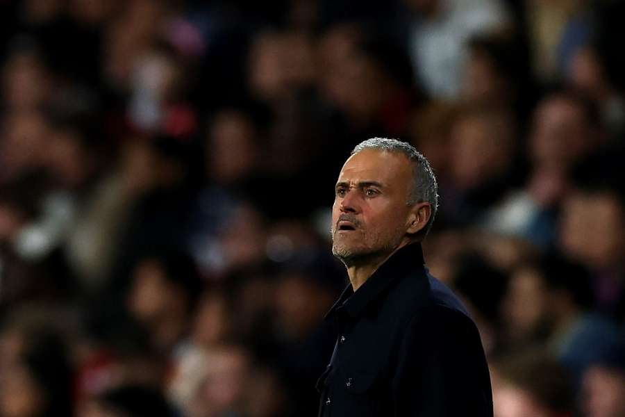 Luis Enrique watches on as PSG lose to Bayern Munich in the Champions League. Luis Enrique watches on as PSG lose to Bayern Munich in the Champions League.