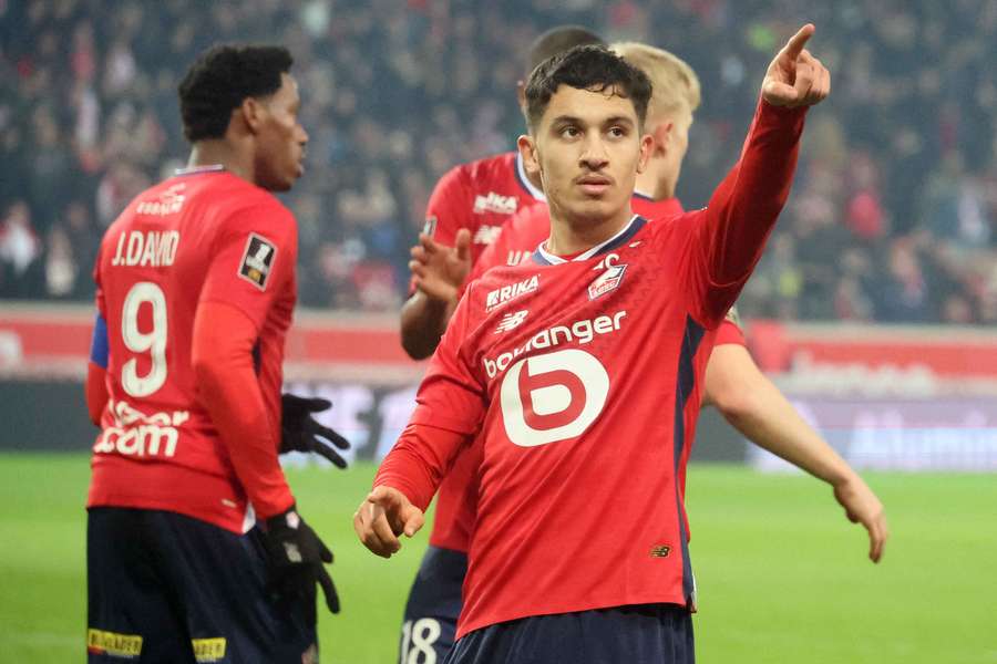 Sahraoui celebrates scoring for Lille
