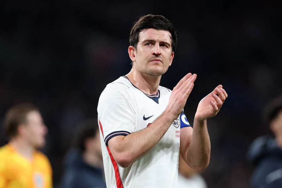 Harry Maguire applauds supporters after the international friendly between England and Japan in March Harry Maguire applauds supporters after the international friendly between England and Japan in March