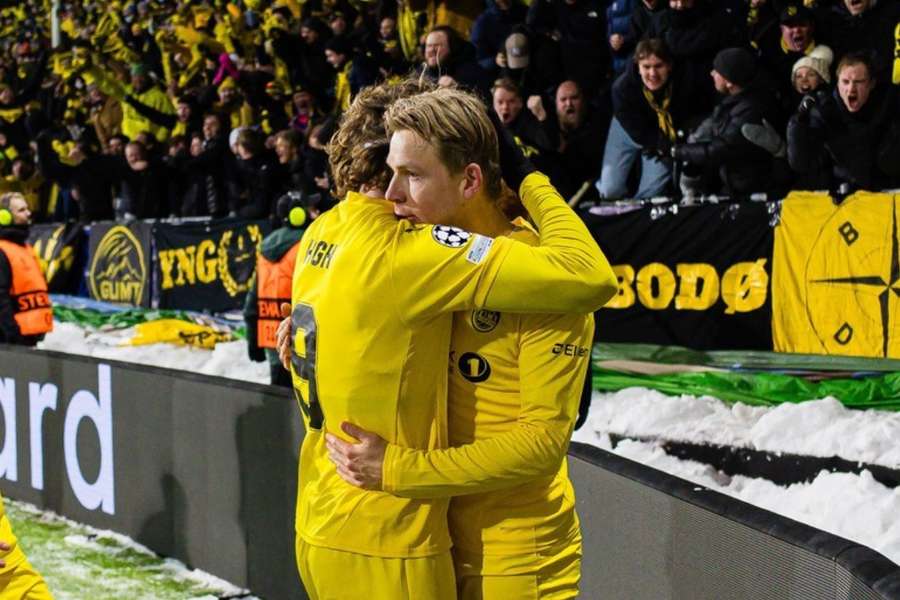 Jens Petter Hauge, do Bodo/Glimt, comemora o gol contra o Inter