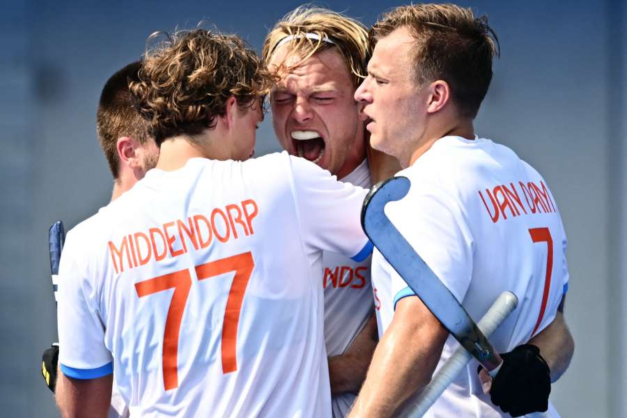 De Nederlandse hockeymannen hadden vijfmaal reden tot juichen