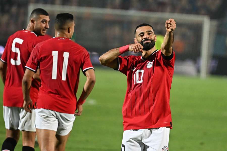 Salah (R) was on target for Egypt