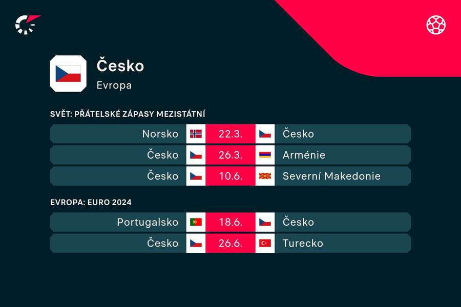 Zápasový program české reprezentace.