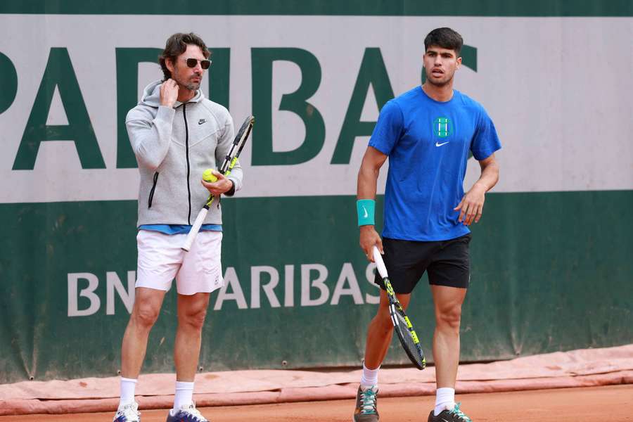 Ferrero y Alcaraz, en un entrenamiento.