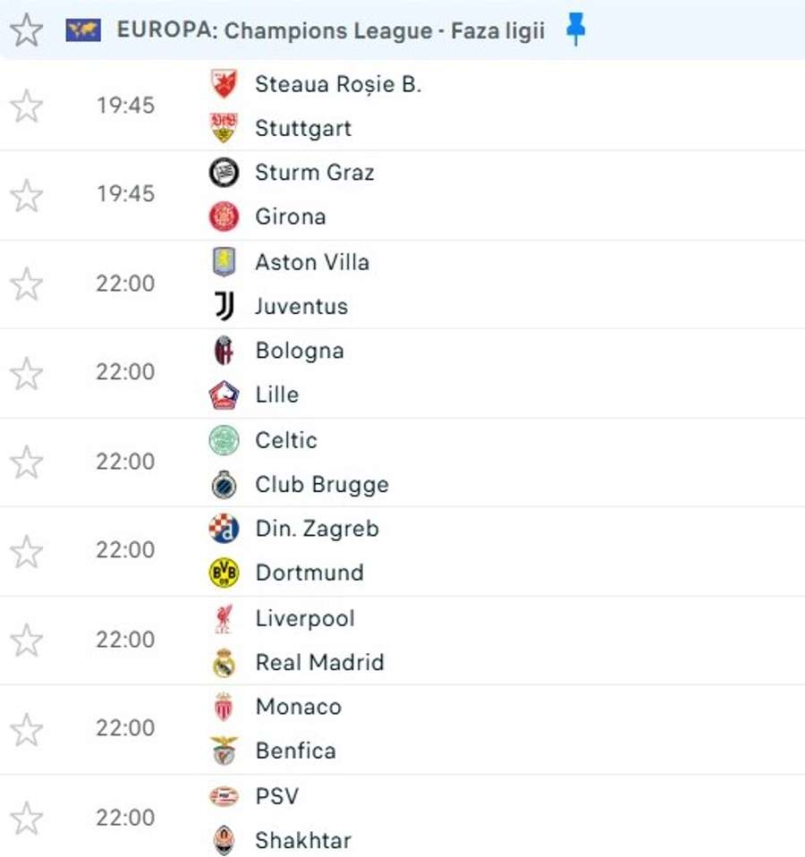 Program Champions League Program Champions League