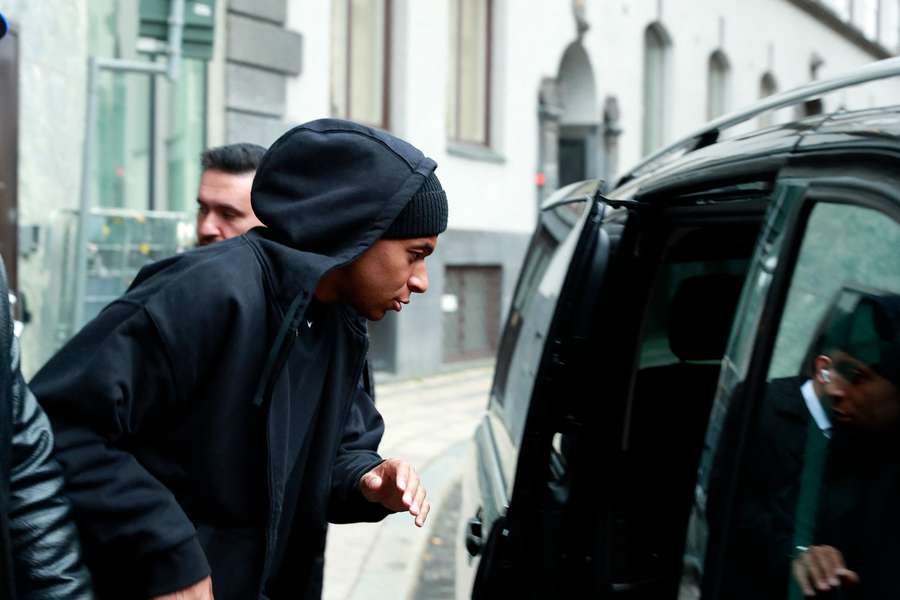 Mbappe gets into a car in Stockholm, Sweden