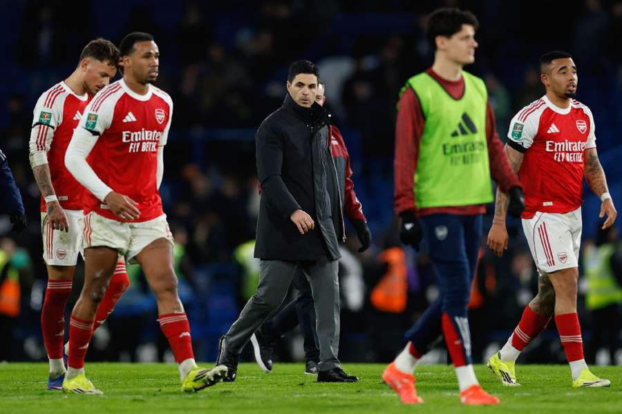 Arteta and his side after the EFL Cup semi-final first leg