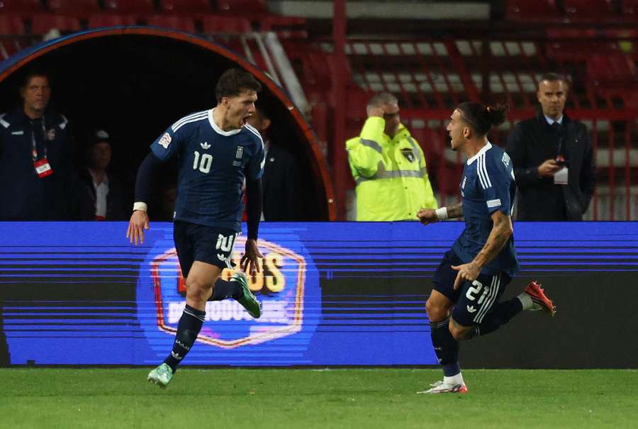 Tzolis celebrates his equaliser