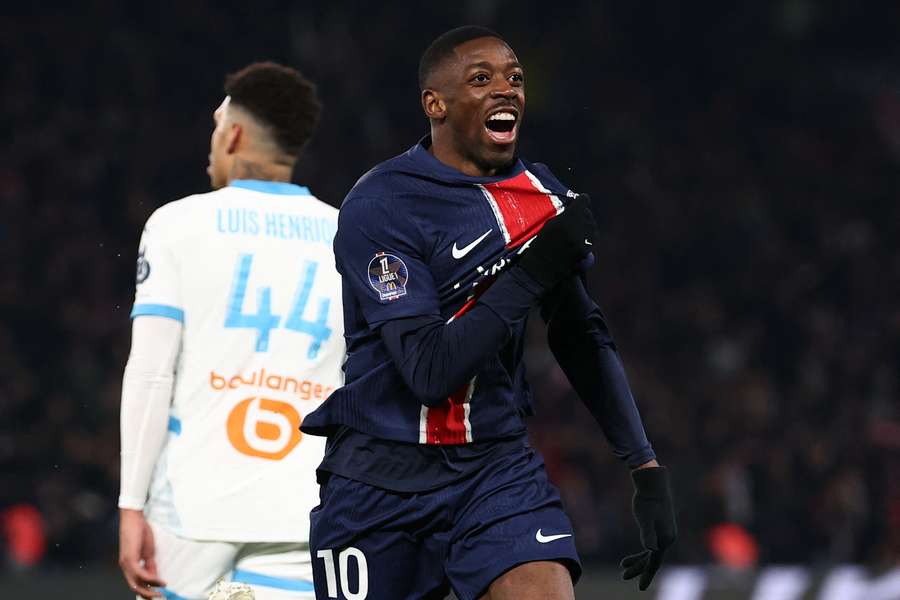 Dembélé dal první gól PSG proti Marseille.