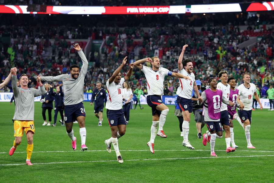 England players celebrate after the match England players celebrate after the match