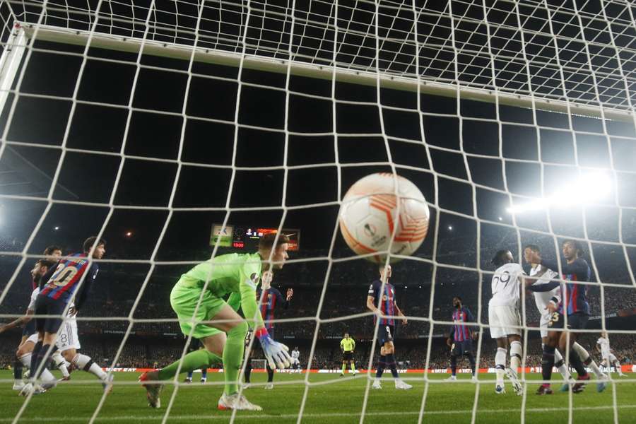 Barcelona's Jules Kounde scores an own goal