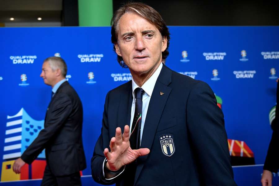 Roberto Mancini lors du tirage au sort des qualifications de l'Euro 2024.