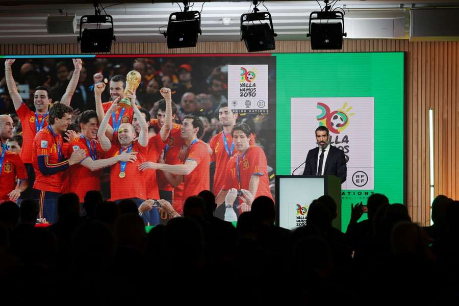 Fernando Sanz, en la presentación del logo del Mundial 2030