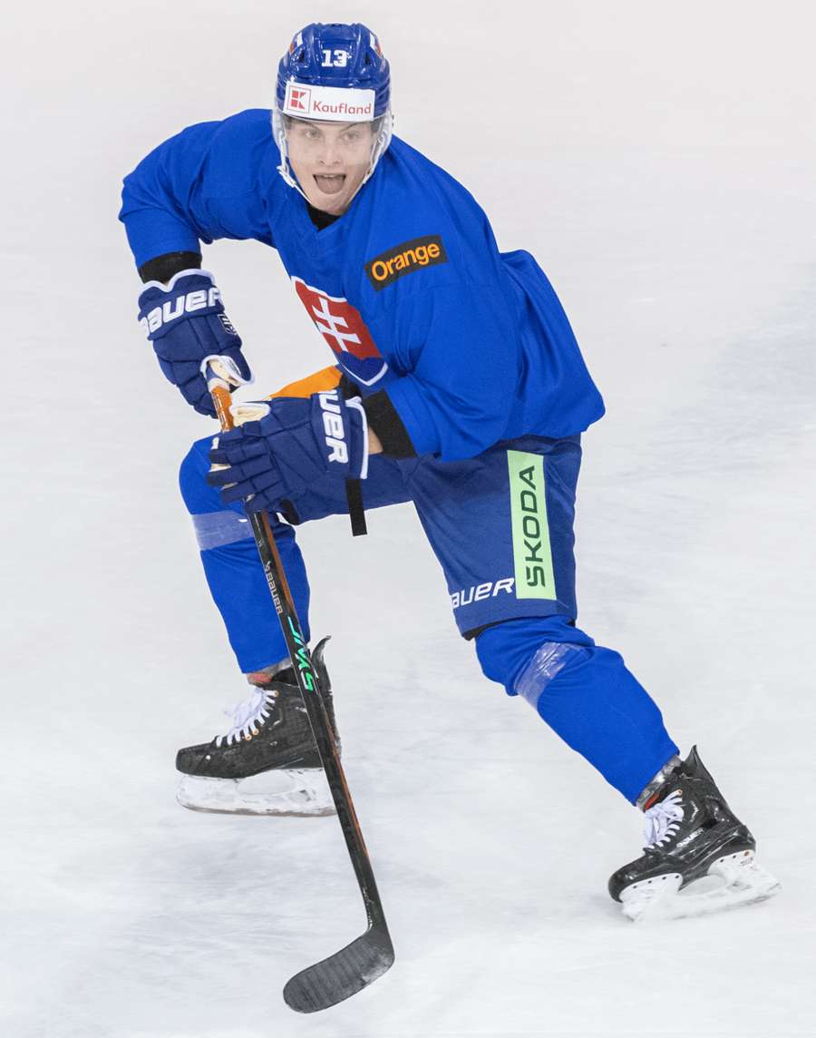 František Gajdoš počas tréningu slovenskej hokejovej reprezentácie v Bratislave na Veľkonočný pondelok 10. apríla 2023.