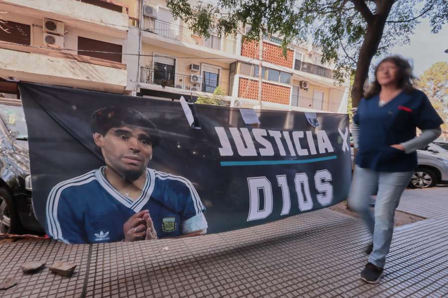 Pancarta de Maradona