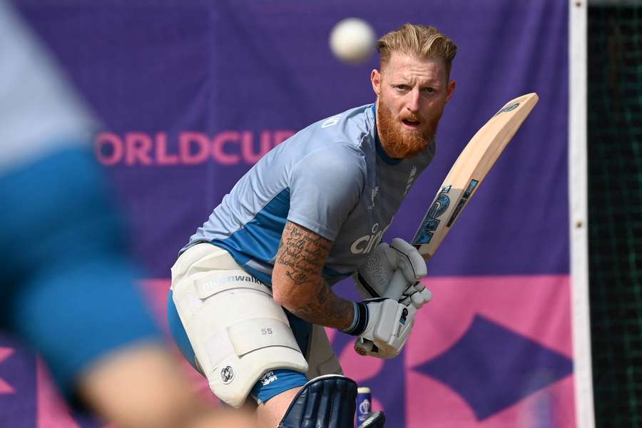 Ben Stokes of England bats during a nets session at Narendra Modi Stadium