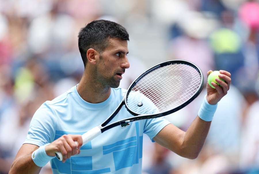 Djokovic à l'entraînement ce samedi.