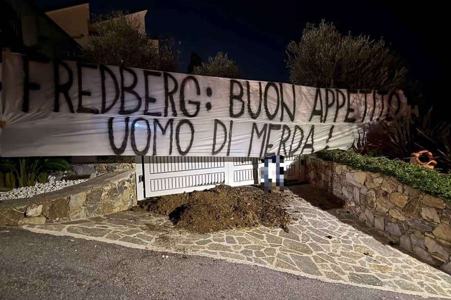 Fans of Sampdoria dumped a large pile of manure outside Jesper Fredberg's home