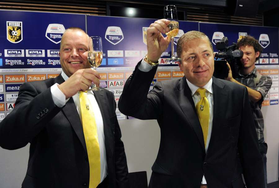 Merab Jordania (R) with former Vitesse owner Maasbert Schouten after the announcement of Jordania's takeover Merab Jordania (R) with former Vitesse owner Maasbert Schouten after the announcement of Jordania's takeover