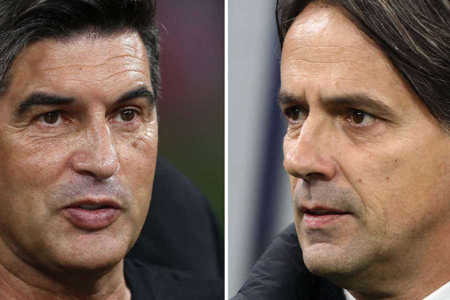 Paulo Fonseca, técnico do Milan, e Simone Inzaghi, técnico da Inter de Milão, duelam neste domingo (22)