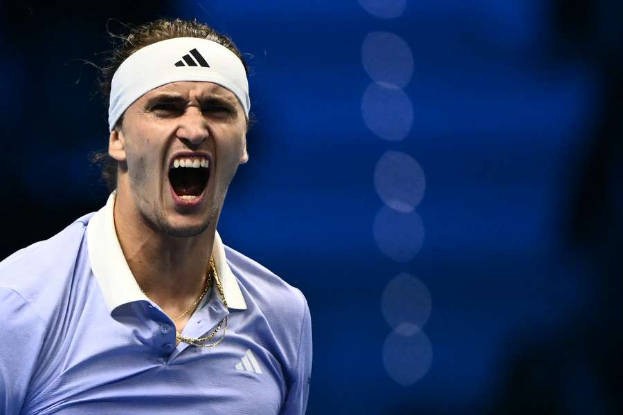 Alexander Zverev celebrates after beating Andrey Rublev