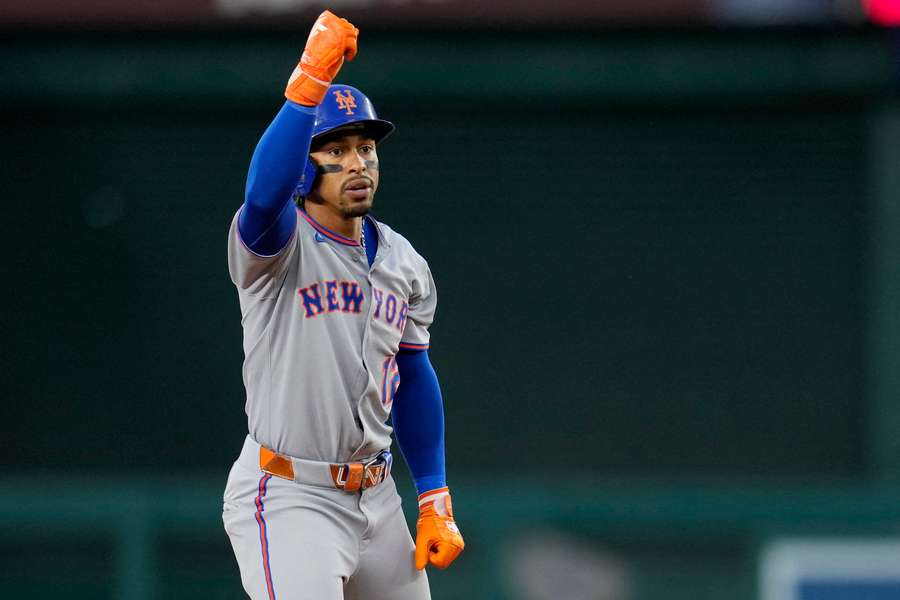 New York Mets' Francisco Lindor reacts during a game