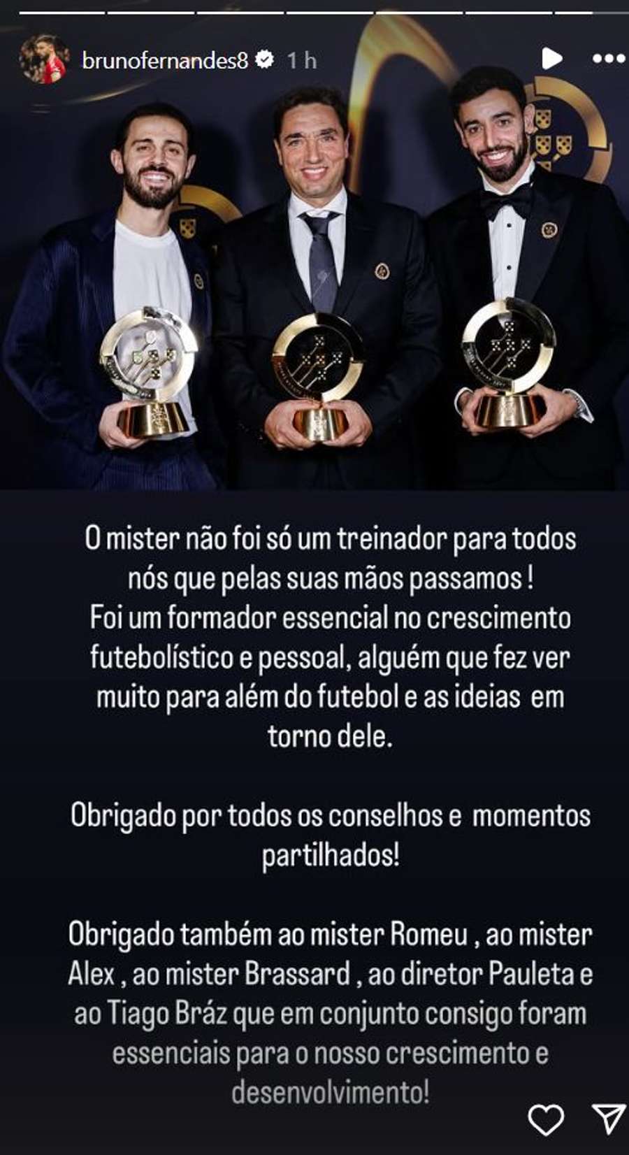 A publicação de Bruno Fernandes