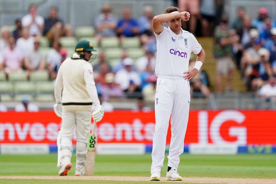 Broad was left frustrated by a flat pitch and Usman Khawaja's batting