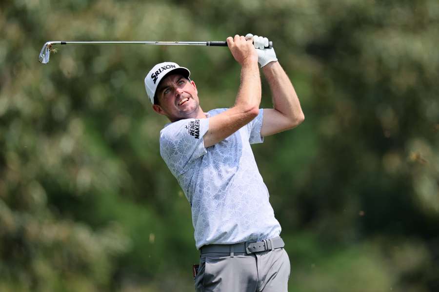 Keegan Bradley plays a shot on the first hole during the second round of the St. Jude Championship last week