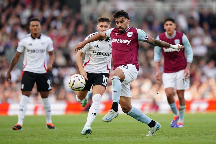 West Ham United's Lucas Paqueta in action during the Premier League match at Craven Cottage