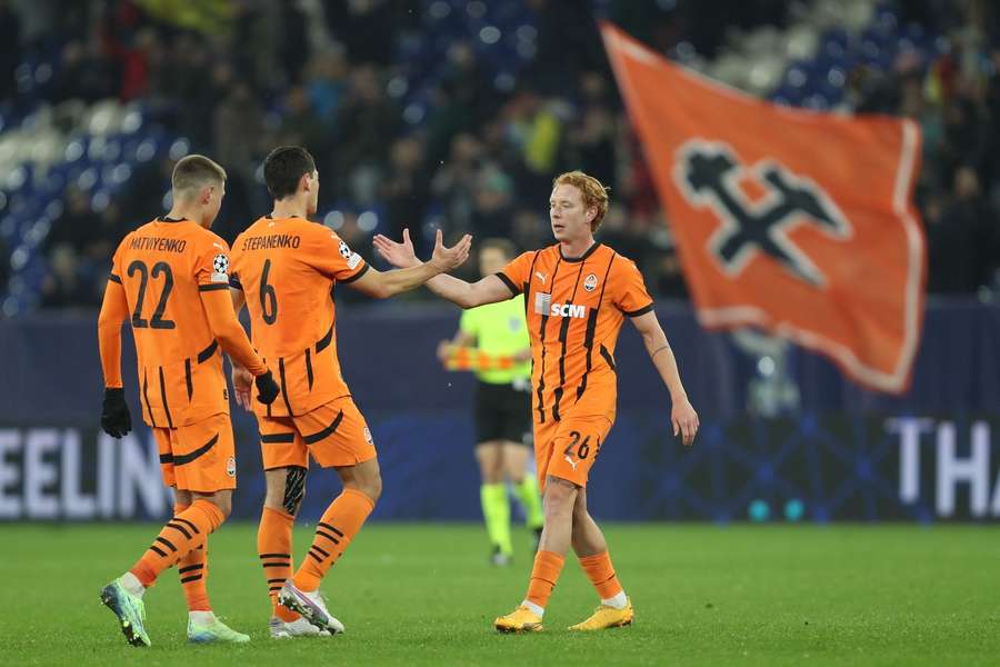 Taras Stepanenko (Shakhtar Donetsk) und Yukhym Konoplia (Shakhtar Donetsk) celebrate after winning 