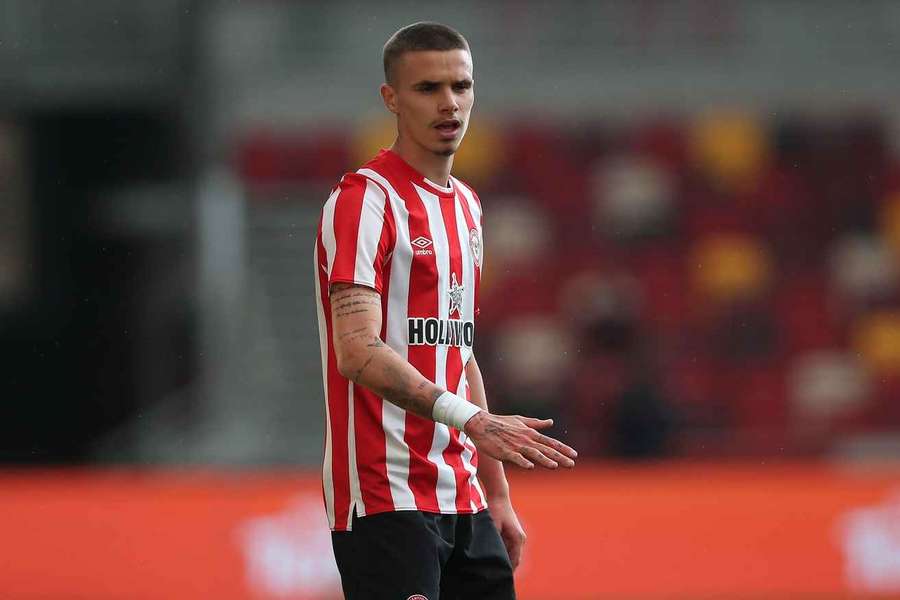 Romeo Beckham pictured playing for Brentford B 