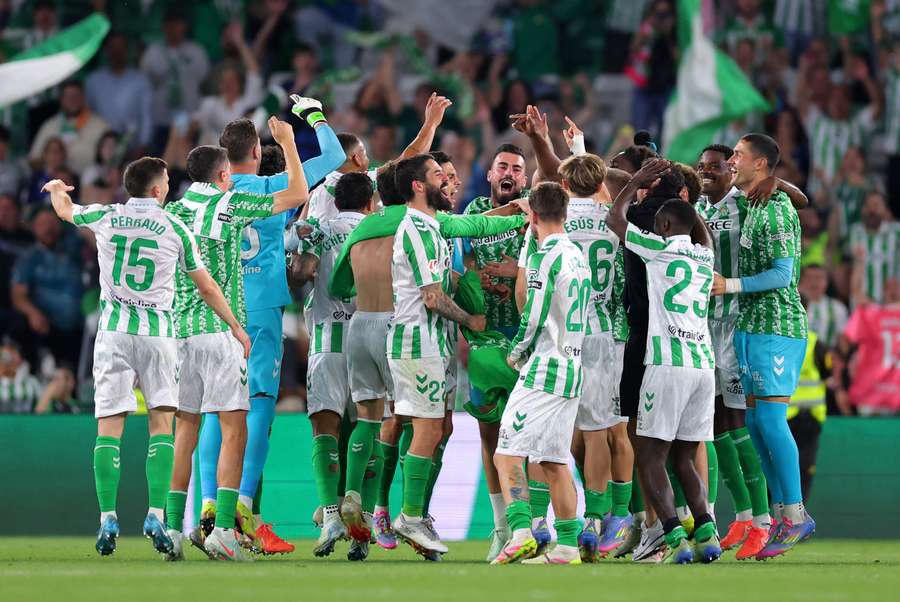 El Betis celebra su victoria ante el Valladolid
