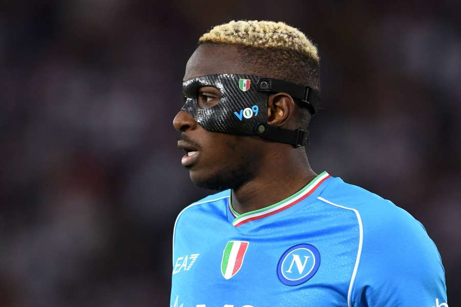 Osimhen donning the mask at Napoli