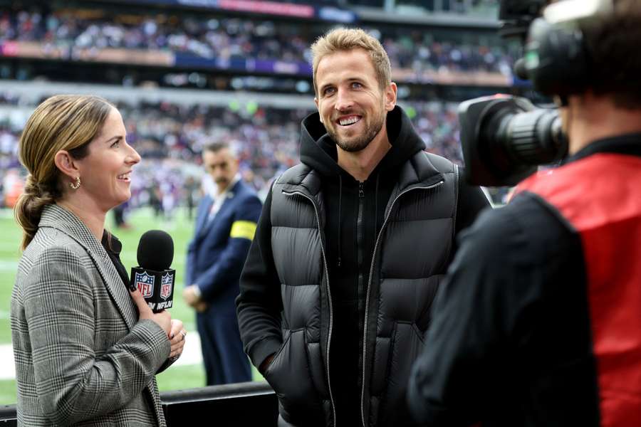 Harry Kane te gast bij een NFL-wedstrijd in Londen in 2022