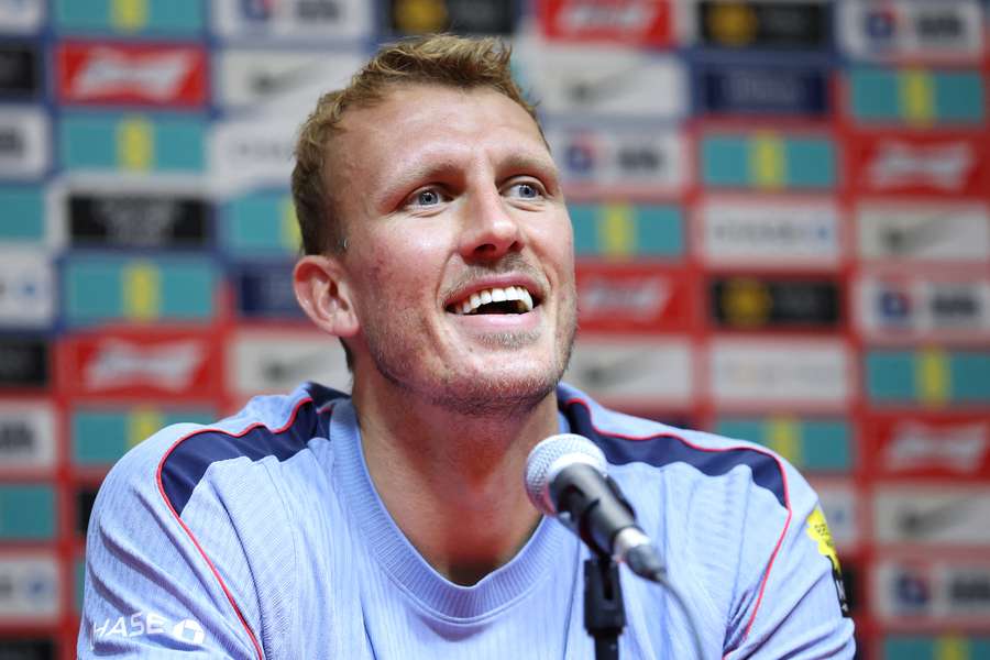 Dan Burn speaks to the media during a press conference ahead of England's match with Ghana