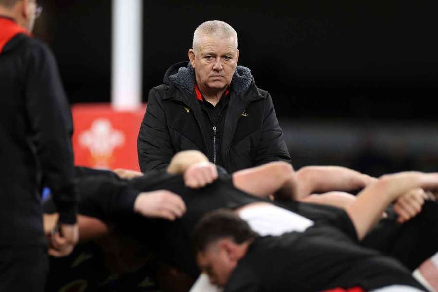 Gatland watches over a Wales training session ahead of their match with South Africa