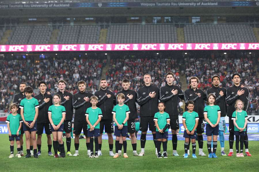New Zealand's players sing their national anthem