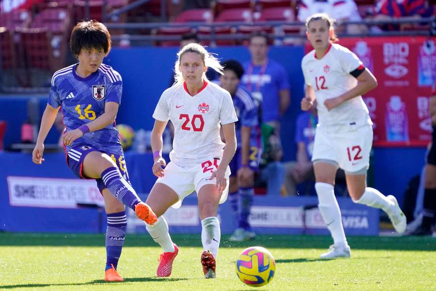 Kamp mellem Canada og Japan i SheBelieves Cup.