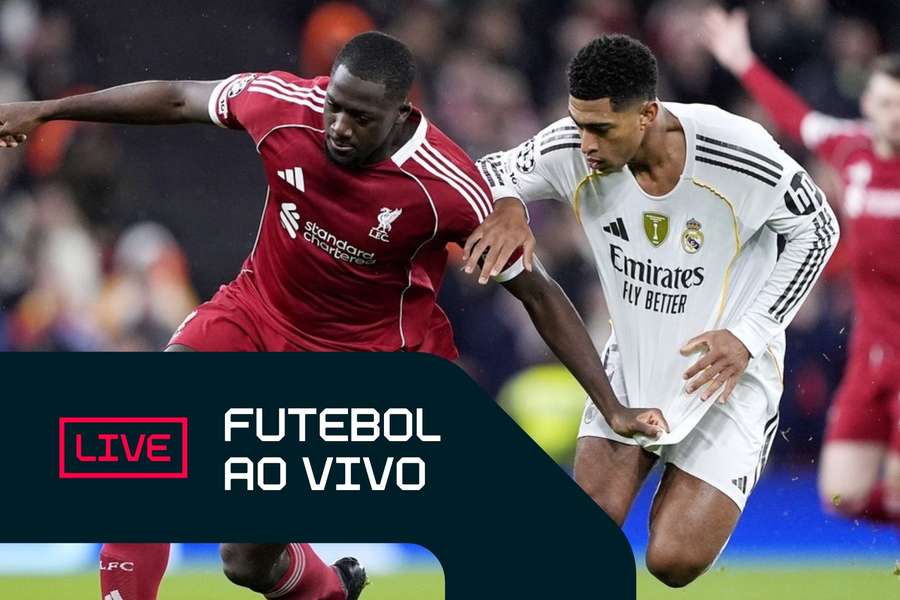 Konaté e Bellingham em Liverpool x Real Madrid, pela Champions Konaté e Bellingham em Liverpool x Real Madrid, pela Champions