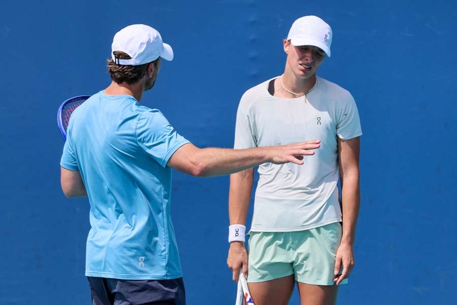 Šwiateková a Fissette během tréninku v Miami.